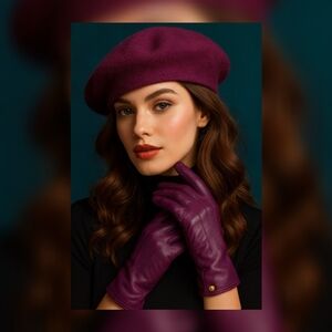 NWT Coach Leather Gloves In Plum 7